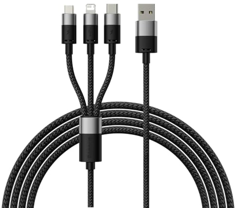 BASEUS StarSpeed 1-for-3 Fast Charging Data Cable USB to M+L+C 3.5A 1.2m Black