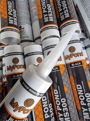 MyPond MS300 Marine Sealant, Window Sealer, Pond Sealer for Leaks Concrete Glass Metal, MS Polymer Adhesive 4x Stronger than Aquarium Silicone Caulking, Black Pond Liner Marine Adhesive Sealant, 300ml