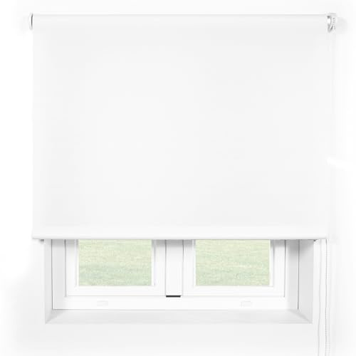 Blindecor Ara Clement Blanco | Estor Enrollable con Tejido translúcido 160 x 190 cm (Ancho por Alto) | Tamaño aproximado de la Tela 157 x 185 cm| Estores para Ventanas
