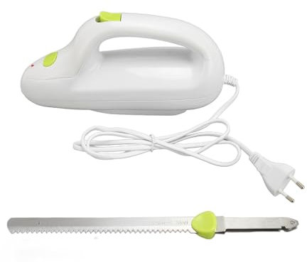 Coltello Elettrico da Intaglio Seghettato Manico Ergonomico Leggero, Lama in Acciaio Inossidabile, Controllo con Pulsanti Easy Touch, Adatto a Tutto con Spina EU 220 240V