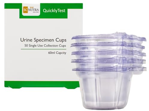 Schnelltest Becher zur Entnahme von Urinproben | 60ml Kapazität | Schwangerschaftstest, Harnwegsinfektion, Blasenentzündung