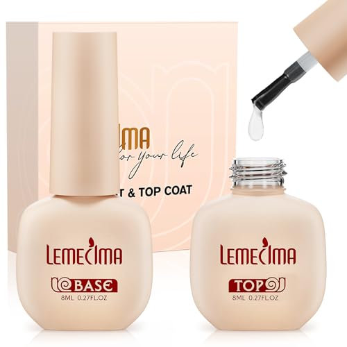 Lemecima Base Coat Top Coat UV LED Gel 16ml Nagellack Gellack Unterlack & Überlack Set Nägel Maniküre Kit 2×8ml