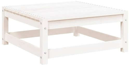 vidaXL Repose-Pied de Jardin, Table Basse, Tabouret, Meuble de Terrasse Patio Arrière-Cour Extérieur, Blanc 70x70x30 cm Bois de Pin Massif