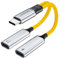 LAMSCAT USB C Splitter 1 zu 2 C auf C Klinke Adapter und Laden Stecker Y Doppel Anschluss Hub für Handy, Mac, Laptop (C-C-YELLOE)