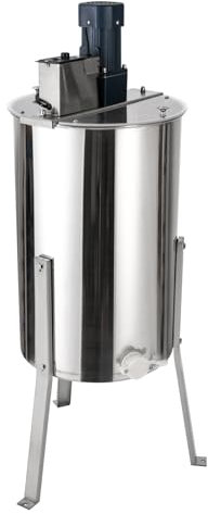 3 Waben Elektrisch Honigschleuder Edelstahl mit 140W Motor, Einstellbare Geschwindigkeit Honig-Extraktor mit Honigauslass, Elektro Honigsammler Honeyextractor Imkerei Honigschleuder mit Acryldeckel