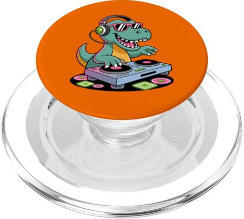 Tocadiscos DJ Dino Funny Music Lover Dinosaur Vibes PopSockets PopGrip para MagSafe
