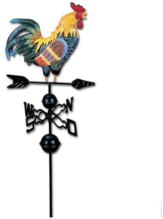 Banderuola segnavento in metallo da 37 pollici for decorazioni giardino, stile fattoria, con ornamento a forma di gallo Banderuola da giardino