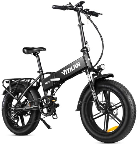 Zylvro Bici Elettrica Pieghevole Adulti, Bicicletta Elettrica da 48V 13Ah Batteria Rimovibile, 20×4.0 Fat Tire 7 Velocità ebike, Autonomia di 40-110 km (V3(Nero))
