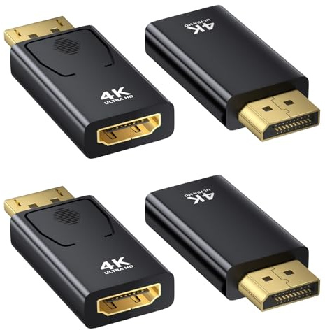 Amicably Adattatore 4K DisplayPort a HDMI 4 pezzi, 4K@60Hz/2K@60Hz/1080P@120Hz HDMI a Displayport Adattatore con Proiettore, Monitor, Laptop, AMD, GPU, HDTV