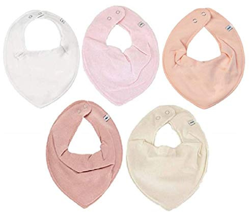 Pippi Halstuch 5er Pack Baby Dreieckstücher Halstücher SPARPACK (Girls Rose Dots)