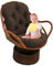 TDHLW Patio Rattan Drehstuhl Rocker Kissen Garten abnehmbare Sitzauflage Gartenmöbel Terrasse Schreibtisch Liege Schaukelstuhl Kissen,Kaffee