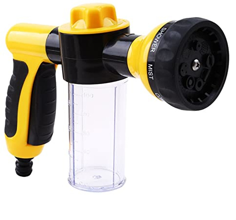 Xiaohu Adjustable Garden Hose Nozzle Water Gun Hose Nozzle Car Washer Garden Watering Jet Spray High Pressure Sprinkler Foam Lance Automobiles Cleaning Tool (Color : Yellow)