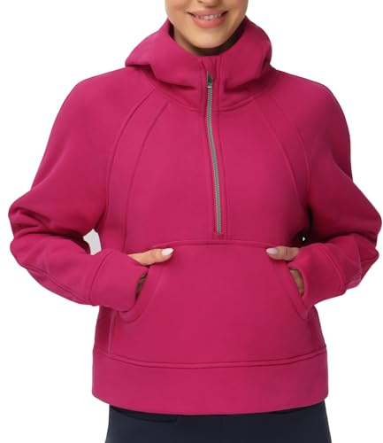 THE GYM PEOPLE Womens' Hoodies Half Zip Fleece Crop Pullover Sweatshirts