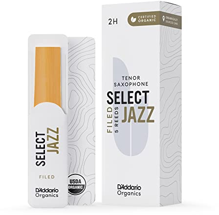 D'Addario Organic Select Jazz Filed Tenor Ance per Sassofono - Ance per Sax - La prima e unica Ancia Biologica - 2 Duro, 5 Pacchetto