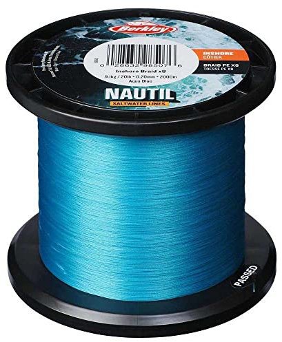 Berkley Nautil Inshore Angelschnur, geflochten, 0,14 mm - 6,8 kg - 2000 m, AquaBlue