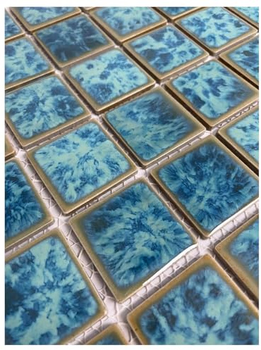 Tenedos Ocean Green Jellyfish 2x2 Square Porcelain Mosaic Tile for Pool Kitchen Backsplash Bathroom Shower Floor Wall Accent Durable Water Resistant (1 Sheet)