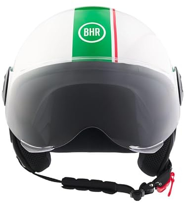 BHR Casco Demi-Jet 835 Special - Casco Scooter Homologado ECE 22.06 con Visera Tipo Gafa Antiarañazos - Cierre Micrométrico y Almohadillas Desmontables - Cool Italy XL