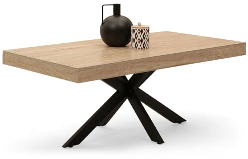 IDMarket - Rechteckiger Couchtisch ALIX 110 cm Spinnenfuß aus Holz und Schwarz