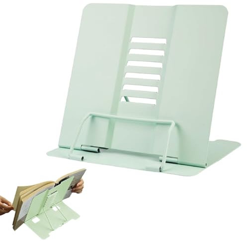 Verstellbarer Faltbarer Metall Buchhalter,Leseständer Metall,Buchständer Kinder,Verstellbar Kochbuchhalter,Leseständer Kochbuchhalter,Grün Verstellbarer Leseständer für Büro Schule Bibliothek Zuhause