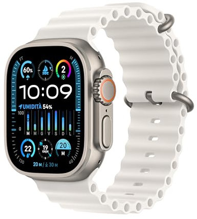 Apple Watch Ultra 2 [GPS + Cellular, 49MM] Boîtier en Titane avec Bracelet Océan Blanc - Taille Unique (Reconditionné)