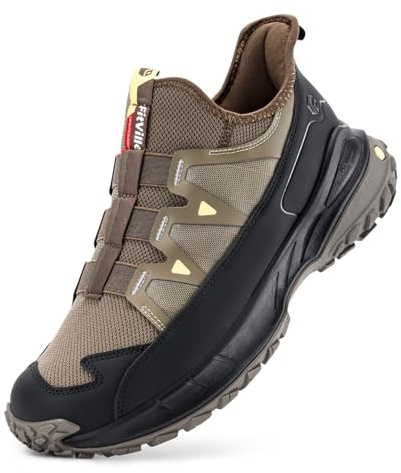 FitVille Men's Extra Wide Walking Trainers Comfortable Slip On Hiking Shoes with Arch Support, Low-Rise Trekking and Hiking Footwear for Outdoor Trekking Camping Climbing