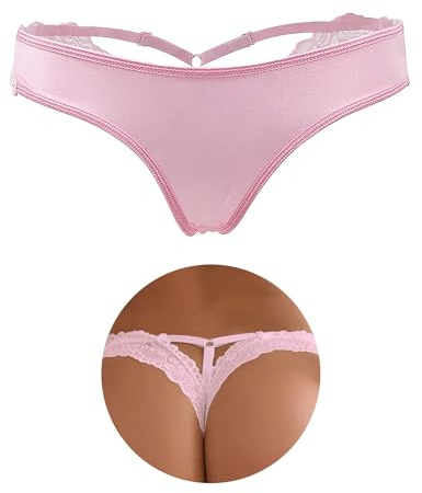 comeondear Women Adjustable Lace Sexy Tangas Knickers Plus Size Naughty Tangas Knickers Ladies Lace Smooth Underwear Pink