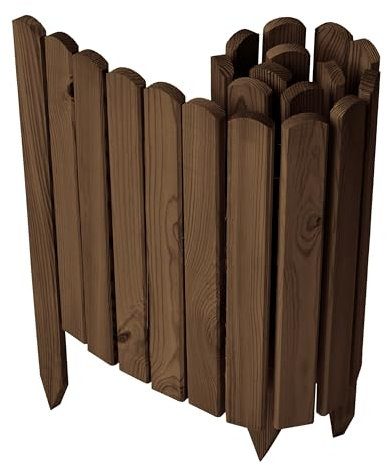 Garronda Rollborder Recinzione in legno flessibile 100 x 40 cm bordatura giardino bordura per aiuola staccionata in legno cordolo Decorazione da frutteti Palizzata GD-0148 Marrone Scuro