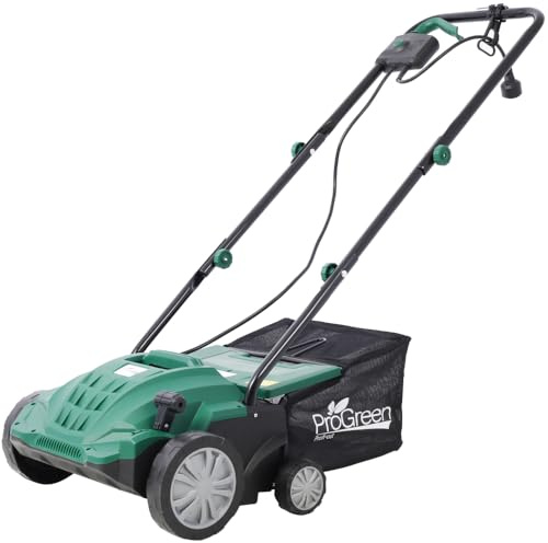 Scarificatore elettrico 2 in 1, 33 pollici, 12 Amp, con borsa di raccolta rimovibile da 31,7 QT, altezza di rastrello regolabile, motore da 3600 giri/min per la cura del prato e il restauro del