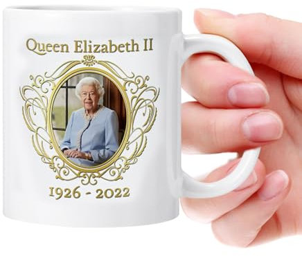 Queen Memorial Mug | Elegante Coppa di tributo in porcellana | 1926–2022 Stampa fotografica con commemorazione Platinum | British Royal ricordo per il tè al caffè Uso di casa o occasione regalo