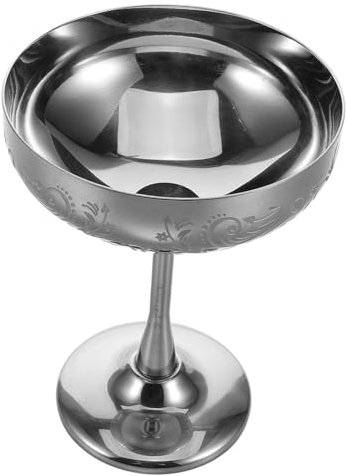 COLLBATH Calice in Acciaio Resistente Piede Coppa Da Dessert Floreale Per Gelato Calice Da Vino Retro Per Servire Dolci e Bevande
