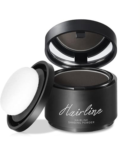 Hairo, Hair Density Filler Powder, Waterproof Sweatproof Hold, Invisible Natural Finish, Built-In Mirror & Applicator (Dark Brown)