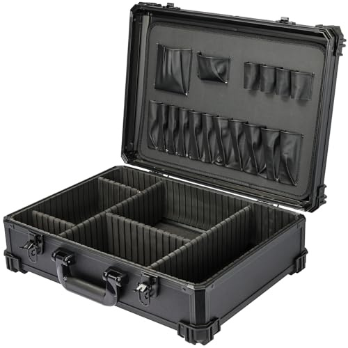 HMF Caja de herramientas vacía, caja de herramientas grande con división de compartimentos individual | 46 x 33 x 15 cm