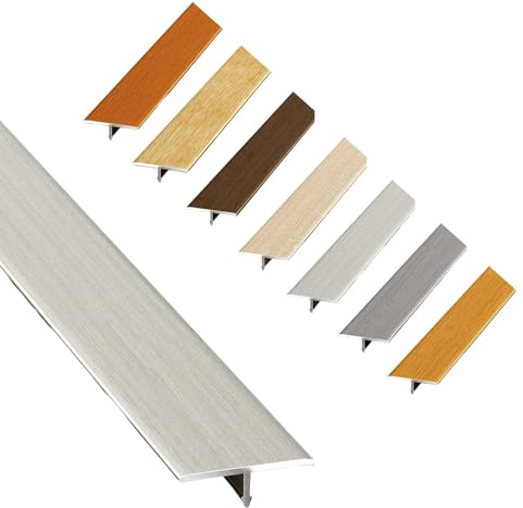 Profilo T In Alluminio Profilo Di Transizione,Striscia Di Transizione Per Pavimenti Laminato,Striscia Di Soglia Profilo Di Transizione,Lunghezza 50 60 70 120 130 140 150 160cm(Argento,2x60cm)
