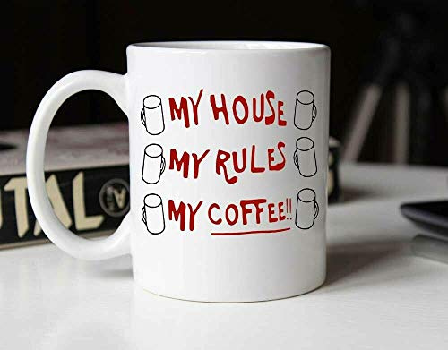 Kaffemugg mitt hus, mina regler, min kontorskopp unisex keramikmugg rolig julmugg för vänner familj kontor 330 ml