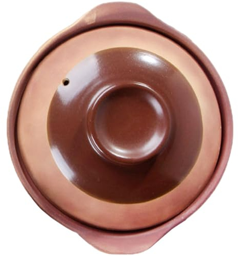 DOITOOL Cocotte en Terre Cuite 900 Ml sans Glaçure, Pot en Céramique 24 Cm, Casserole Traditionnelle pour Cuisson sur Feu à Gaz, Marmite Haute Température pour Soupe de Riz et Cuisson
