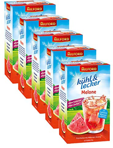 Milford kühl & lecker Melone, 20 Teebeutel, 5er Pack