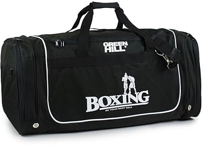 GREEN HILL Borsa Sportiva Boxing Borsone Sport Pugilato Palestra Fitness (L, Nero)