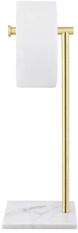 KES Toilet Roll Holder Free Standing Bathroom Tissue Paper Holder with Marble Base Freestanding Heavy Duty SUS304 Stainless Steel Brushed Gold, BPH285S1-BZ