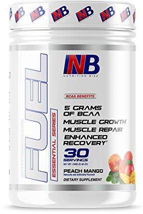 NutritionBizz BCAA Powder, 5 Grams of BCAAs Amino Acids, Post Workout Recovery Drink for Muscle Building, Recovery, and Endurance, 30 Servings (Peach Mango)