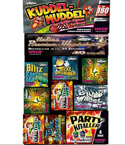 Aktivhandel Kuddel Muddel Weco 10tlg. Jugend-Sortiment Feuerwerk Kat F1 180 Einzelteile