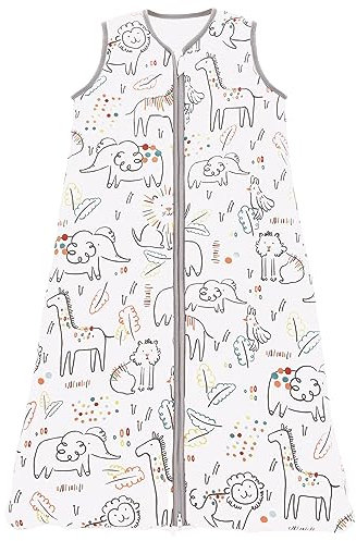 Chilsuessy Sommerschlafsack Baby Schlafsack Kleine Kinder Schlafanzug ohne Ärmel für Sommer und Frühling 100% Baumwolle, Bemalte Tiere, 130/Baby Höhe 130-150cm