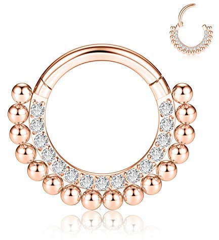 AROWRO Piercing Nasal 16 G pour Septum, Daith, Cartilage, Conque, Hélix, Tragus - Opale, Bijoux en Acier Chirurgical 316L, Acier Inoxydable