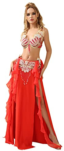 ROYAL SMEELA déguisement Danseuse Orientale Femme Costume Danse du Ventre Tenue Danseuse du Ventre Ensemble Danse du Ventre Jupe et Ceinture Soutien-Gorge Danse du Ventre vêtements