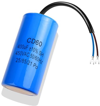 Iruihoo CD60 400uf kondensator 450 V AC 50/60HZ, startkondensator, elektrisk kondensator, motorstartkondensator, med kabel, för kylskåp, elmotor