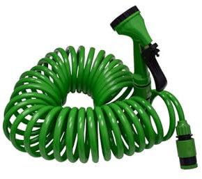 Jardin202 - Manguera Flexible Espiral 5 Funciones, 10m y 25m – Ideal para Jardín, Riego y Limpieza Duradera | 25 m -
