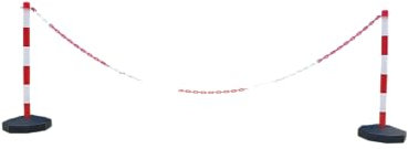GC2-CH2.5 Paire de poteaux en plastique avec chaîne en plastique 2,5 m Rouge Blanc 2,5 m