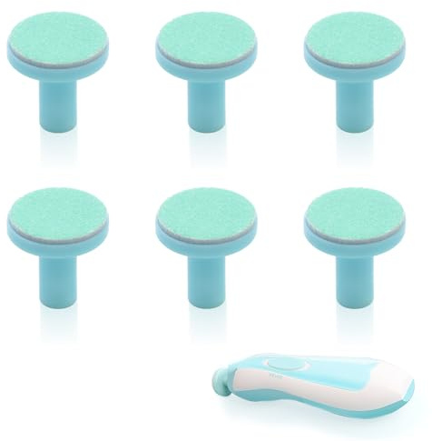 6PCS Baby Nail File Electric Replacement Pads, Sky Blue Baby Nail Trimmer Replace Pads Kit, Baby Nail Kit Grinding Heads Polish Disc Suitable for 6 Months Up