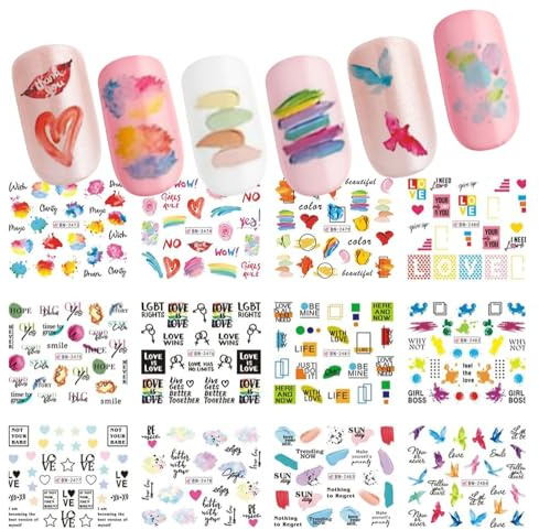 Saint Valentin Stickers Ongles, Autocollants Ongles, Stickers Ongles Saint Valentin, Autocollant Ongle Coeur, Nail Art Stickers, Design Stickers Ongles, pour Bricolage Autocollant à Ongles (Couleur B)