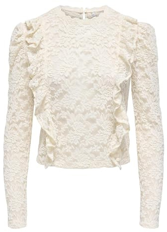 Only Onllamir L/S Dentelle Top JRS, Bouleau, M Femmes, Bouleau, M