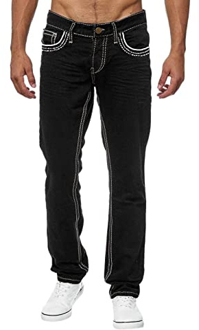 Generiska jeans herr slim fit: Denim byxor vintage jeans enfärgade jeans tvättade utomhusbyxor raka ben tygbyxor andas fritidsbyxor klassiska bekväma stretchjeans för vardagen, svart, XXL